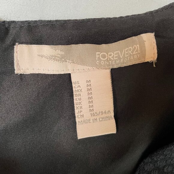 Forever 21 Pebble Texture Sheath Dress Black Sleeveless V Neck Size M - Picture 10 of 11